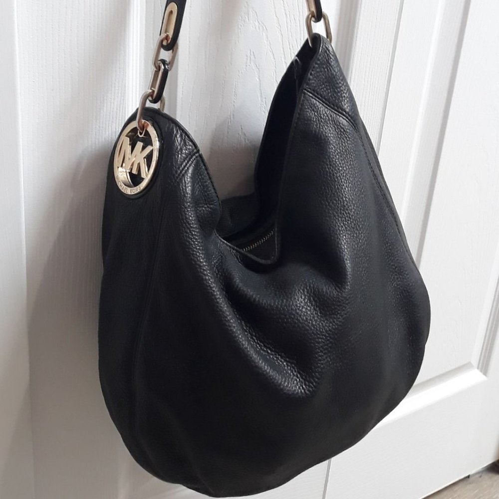 Michael Kors Black Pebbled Leather Hobo Bag